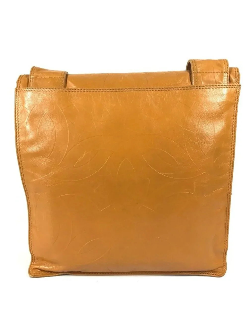 Chanel Shoulder Bag CC Logo All Over Pattern Leather Orange